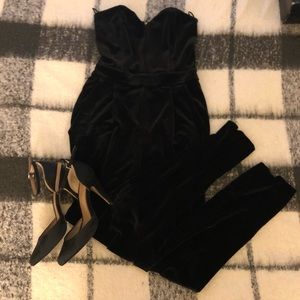 Black velvet jumpsuit
